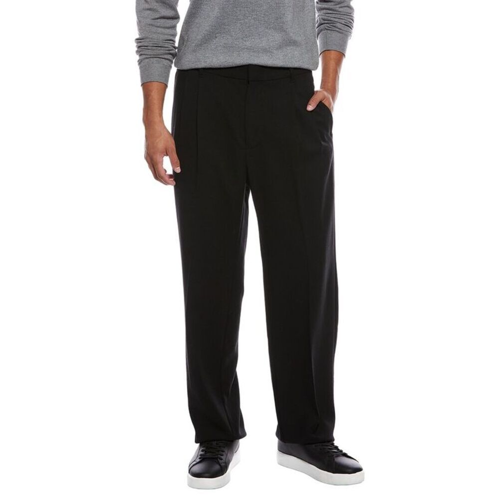 Todd Snyder Mens  Relaxed Italian Wool Crepe Trouser, Black